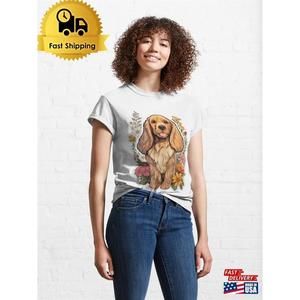 Sunny Meadow Serenade Cartoon Cocker Spaniel Portrait T-Shirt Unisex